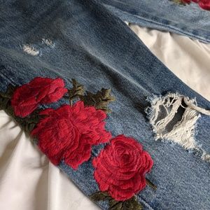 Levi's 501 rose embroidered jeans